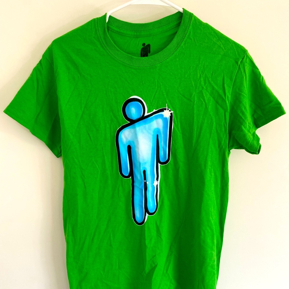 Green & Blue Billie Eilish Shirt slightly worn 100% cotton